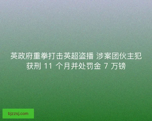 英政府重拳打击英超盗播 涉案团伙主犯获刑 11 个月并处罚金 7 万镑